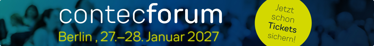 Teaser contec forum 2027 (Berlin, 27.–28 Januar 2027) Teaser contec forum 2027 (Berlin, 27.–28 Januar 2027)