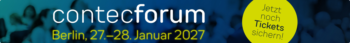 Werbebanner für das contec forum 2027, Text auf dem Banner - Berlin, 27. - 28. Januar 2027 Werbebanner für das contec forum 2027, Text auf dem Banner - Berlin, 27. - 28. Januar 2027