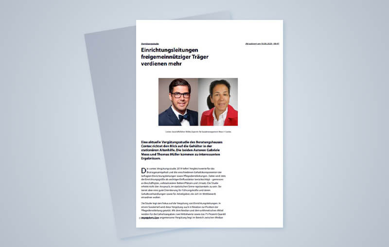 Artikel zur Vergütungsstudie 2019 in der Wohlfahrt Intern