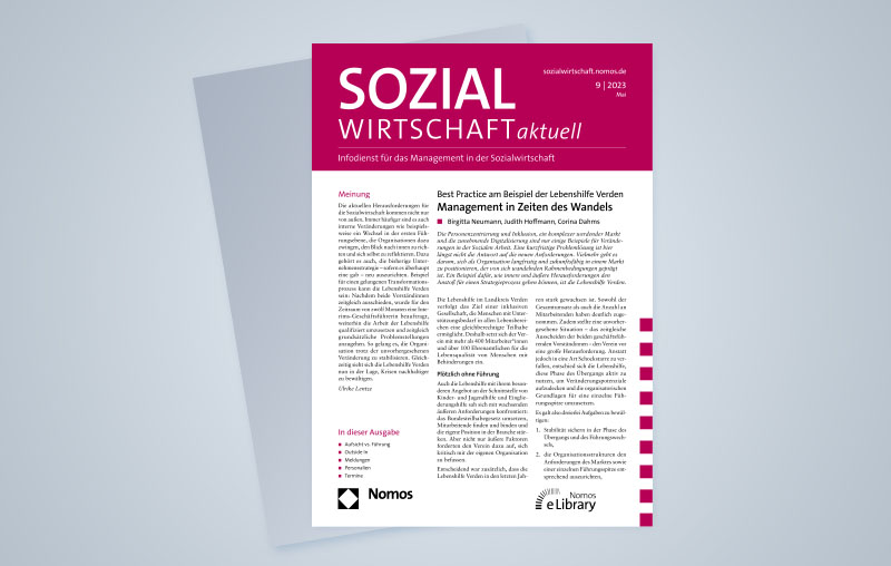 Beitrag in der Sozialwirtschaft aktuell: Best Practice am Beispiel der Lebenshilfe Verden. Management in Zeiten des Wandels.
